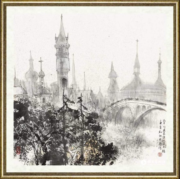 刘大为_雨中的卢森堡阿道夫桥Adolphe Bridge of Luxembourg in Rain
